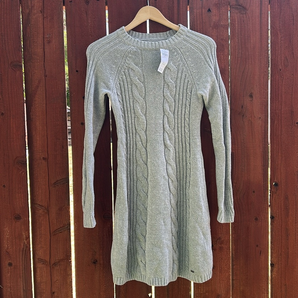 HOLLISTER Gray Sweater Dress Long Sleeve Small Cable